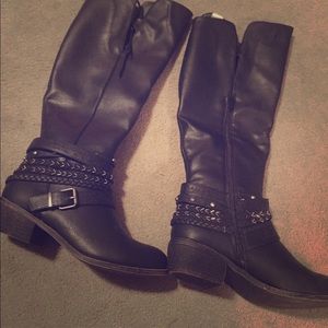 Black leather boots